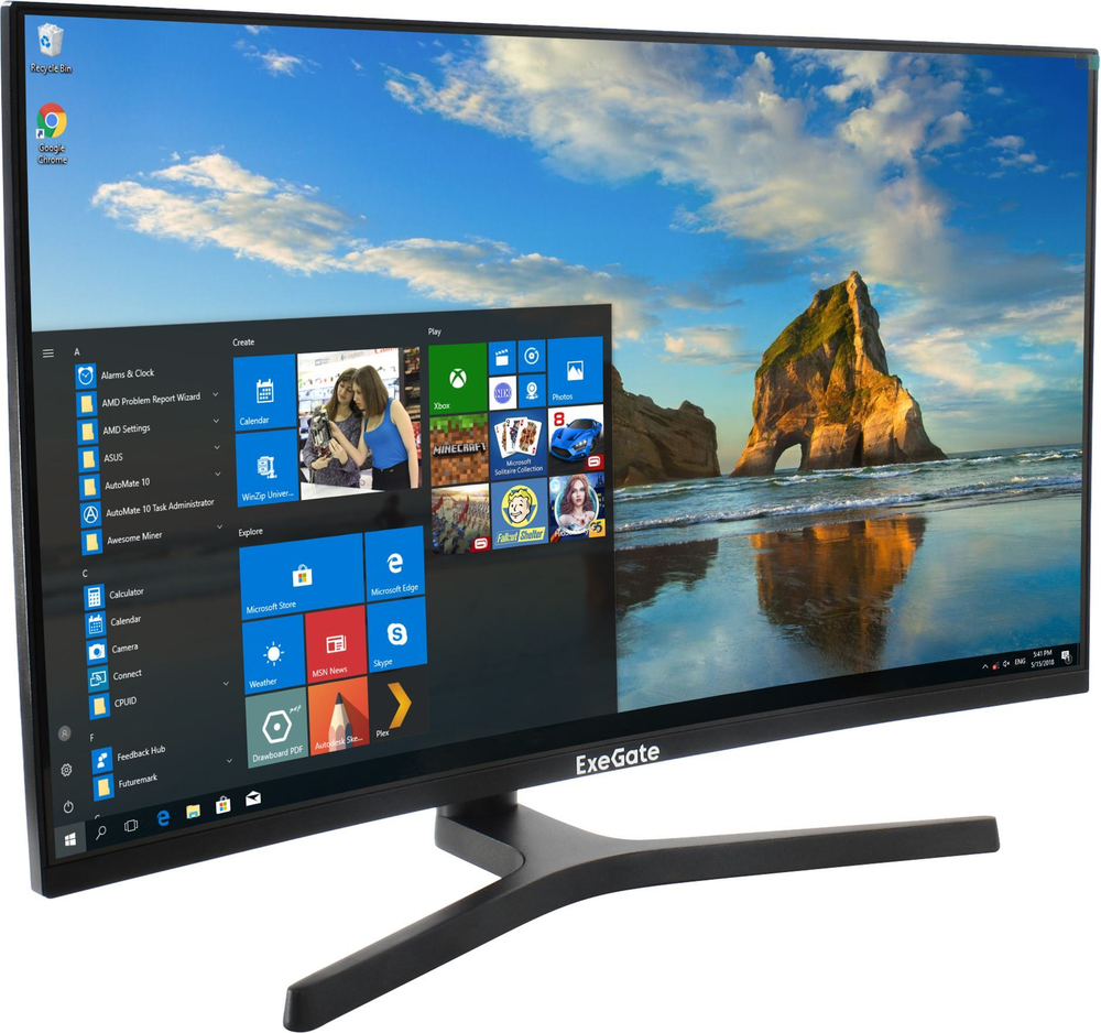 ЖК-монитор 27" ЖК монитор ExeGate Combat EV2707C с поворотом экрана (Curved LCD, 1920x1080,HDMI, DP)
