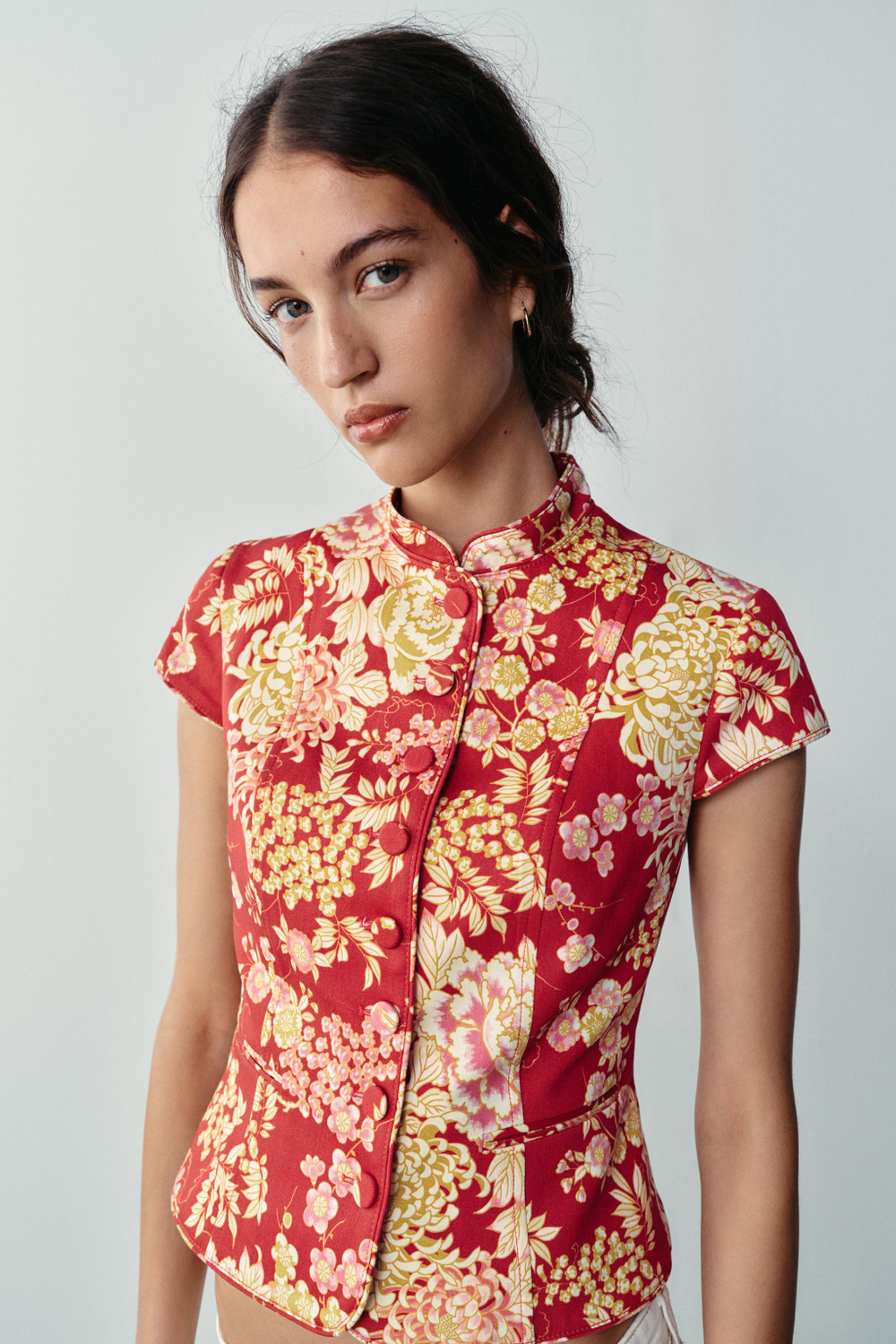 ZARA ТОП С ЦВЕТОЧНЫМ ПРИНТОМ, РАЗНОЦВЕТНЫЙ