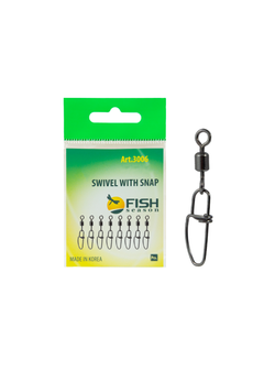 Вертлюжок рыболовный Fish Crystal SWIVEL WITH SNAP с застежкой Insurance 3006 №6 (5 упаковок)