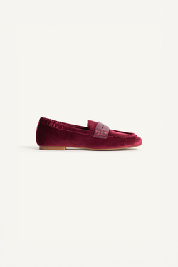 ZARA ВЕЛЮРОВЫЕ МОКАСИНЫ - LIMITED EDITION, КРАСНЫЙ