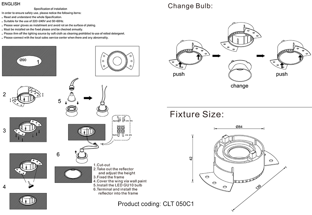 Встраиваемый светильник Crystal Lux CLT 050C1 WH-CH