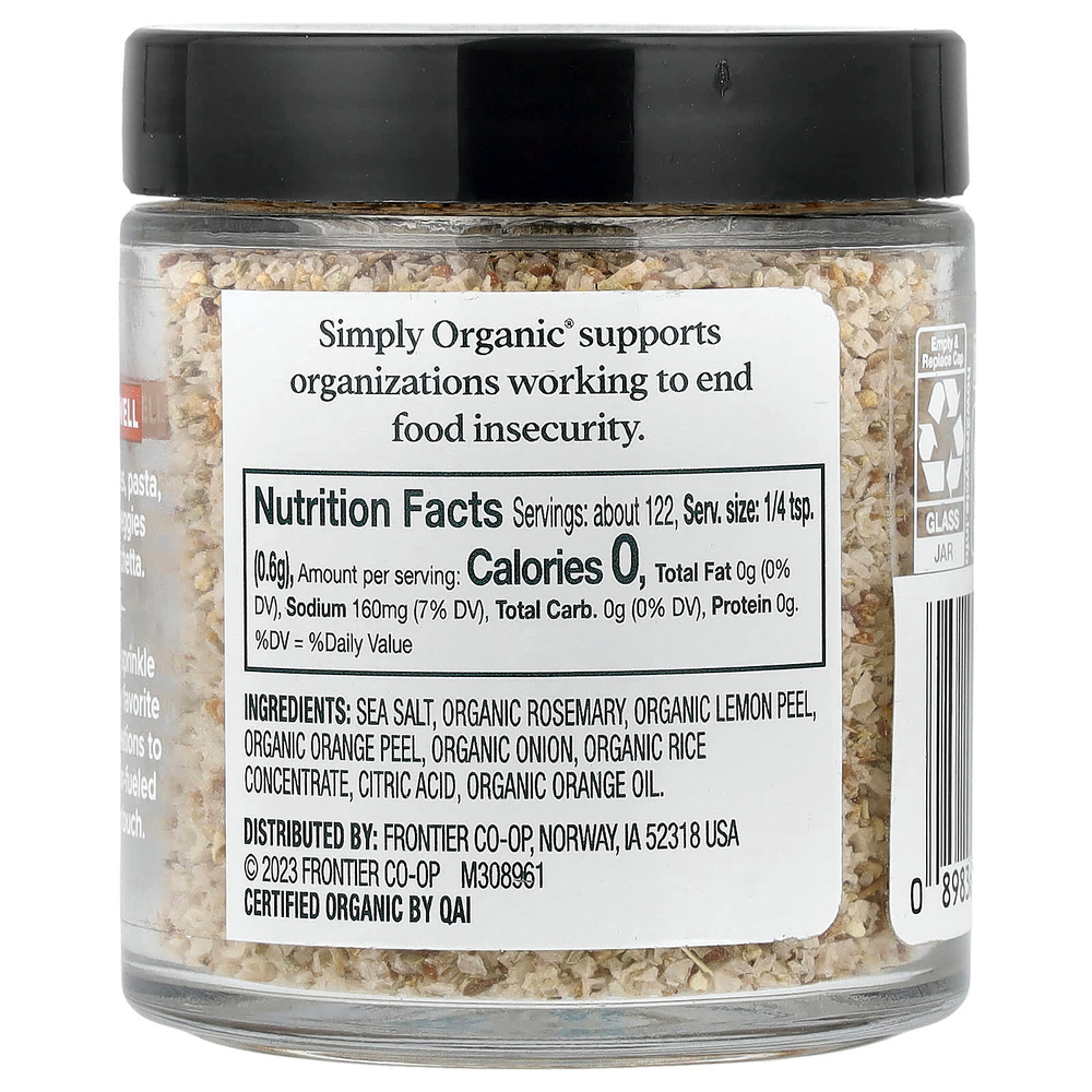 Simply Organic, Finishing Salt, цитрусовый и розмарин, 73 г (2,58 унции)