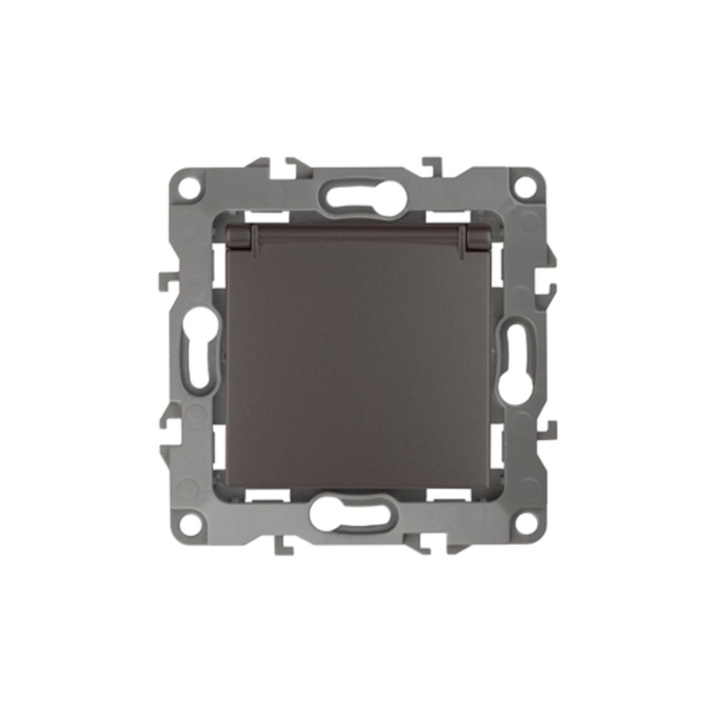 Розетка ЭРА Серия 12 12-2103-13 2P+E Schuko со шторками с крышкой 16A-250В IP20 бронза | Эра 12