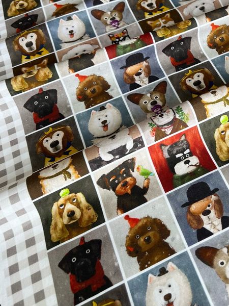 Купон 45 x110 cm, 10 рядов, ЗАБАВНЫЕ МИНИ CОБАЧКИ, 100% хлопок 3