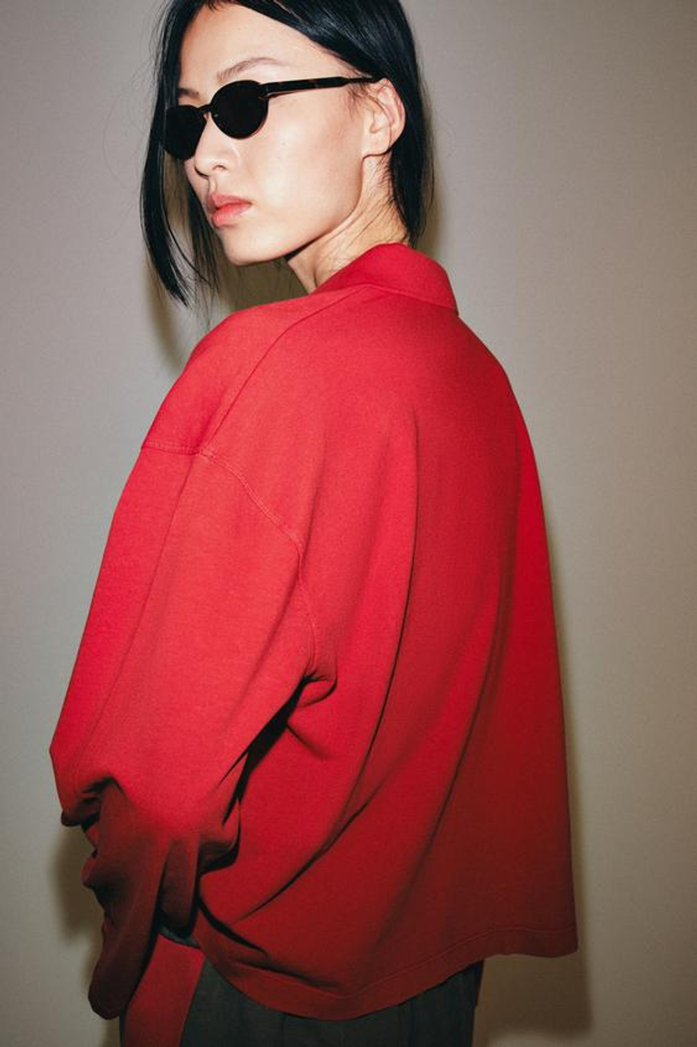 ZARA ПОЛО С ДЛИННЫМИ РУКАВАМИ, КРАСНЫЙ