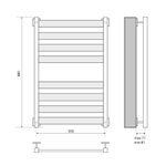 Полотенцесушитель MELODIA Square 50/80 П8 с нижним подключением (MTRSQ5080)