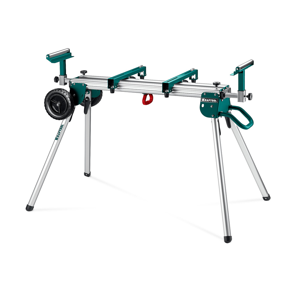 Стол складной для торцовочных пил KRAFTOOL MSA-1200 U (1120-2650) х 765 х 970 мм, роликовые опоры, регулировка по высоте, складные ножки, с ручкой и колесами 38782-2