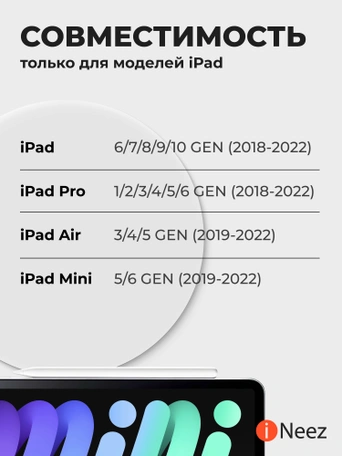 Стилус iNeez Pencil Pen Pro stylus for iPad Pro (BT) White