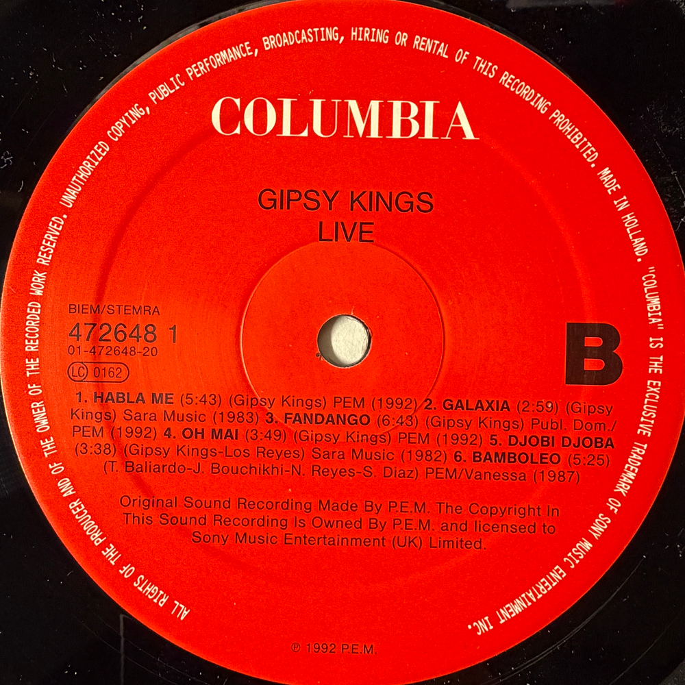 Gipsy Kings ‎– Live (Голландия 1992г.)