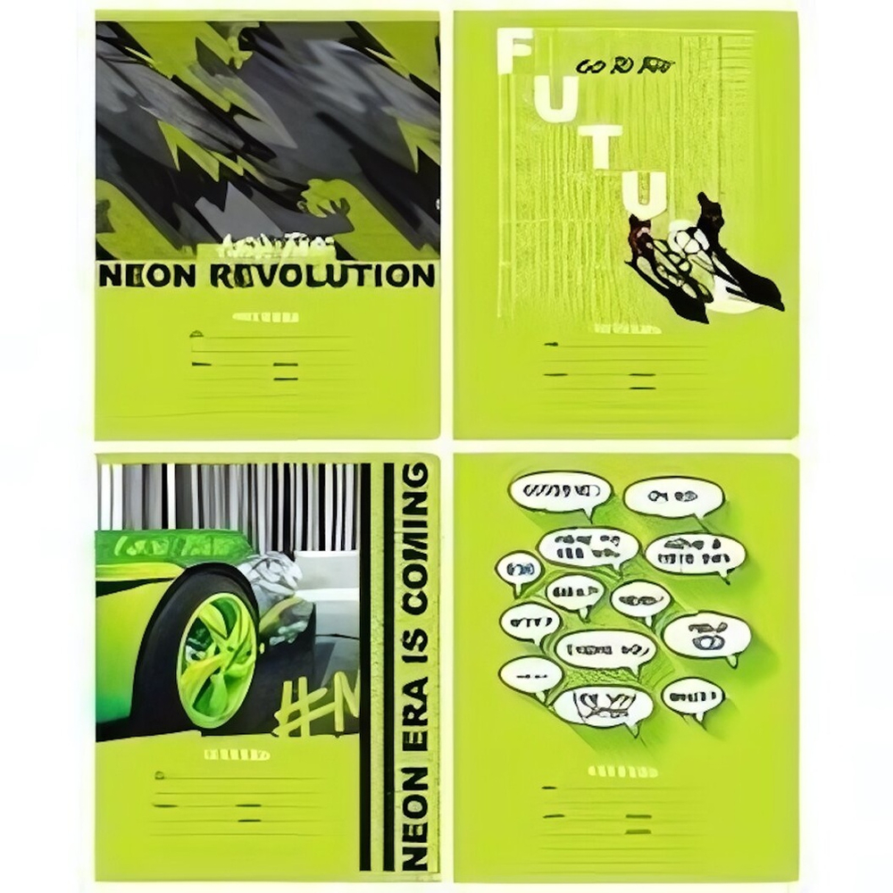 Тетрадь школьная А5 12л клетка "Neon revolution" ассорт. (BG)