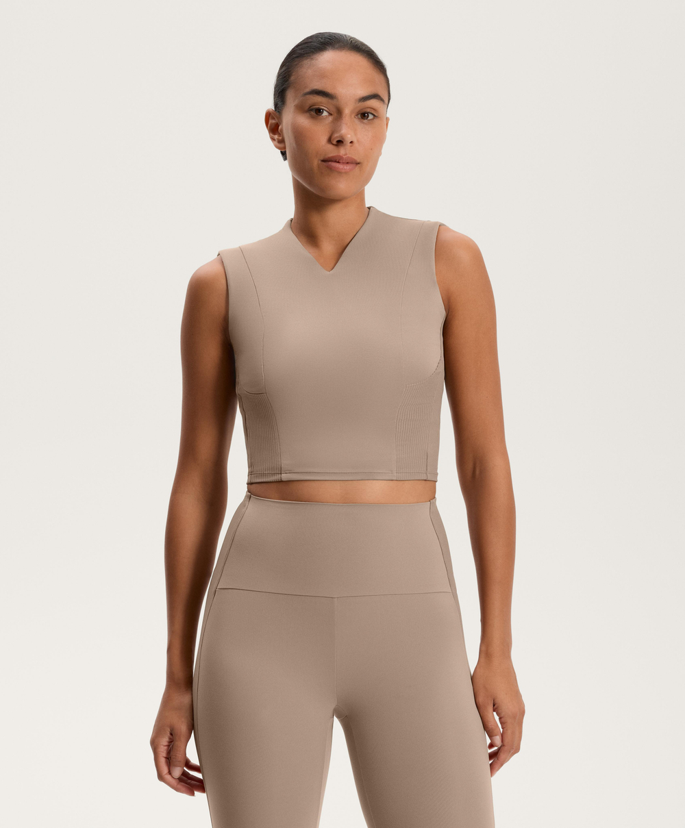 Oysho Топ Comfortlux в рубчик, норка