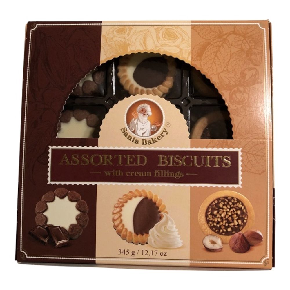 Печенье сдобное Assorted Biscuits с кремовыми начинками коробка 345гр (Бискотти)
