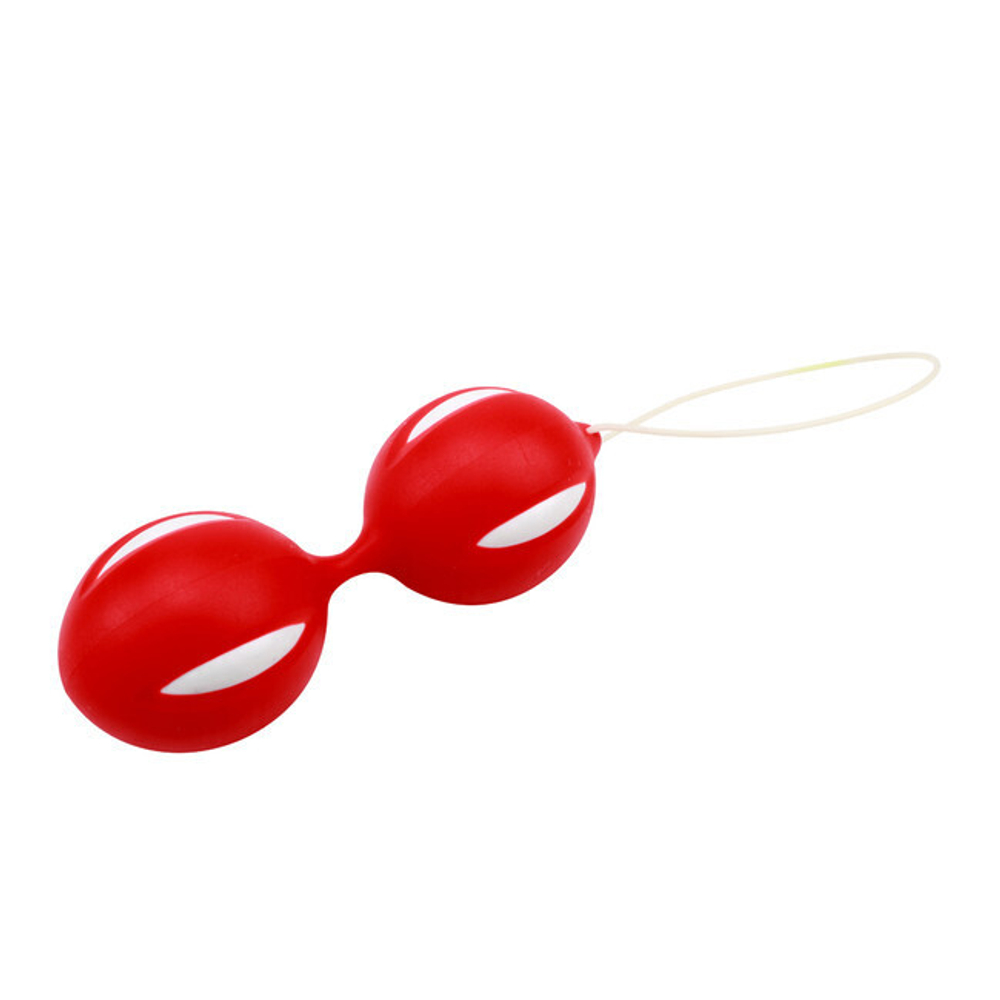 Вагинальные шарики со смещенным центром тяжести Exquisite Balls (Цвет: красный с белым)