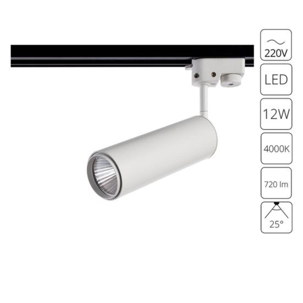 Трековый светодиодный светильник Arte Lamp PERISCOPIO A1412PL-1WH