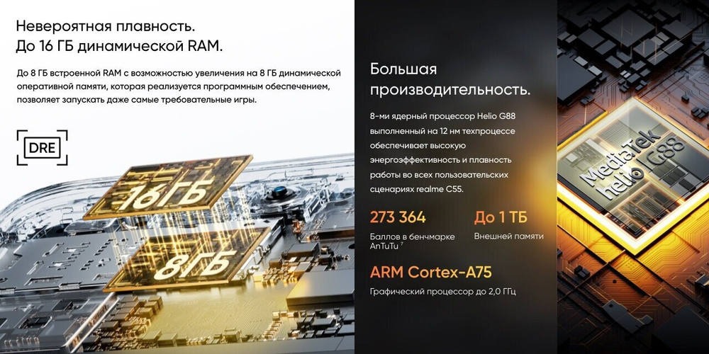 Смартфон realme C55 8/256 ГБ RU, Dual nano SIM, green