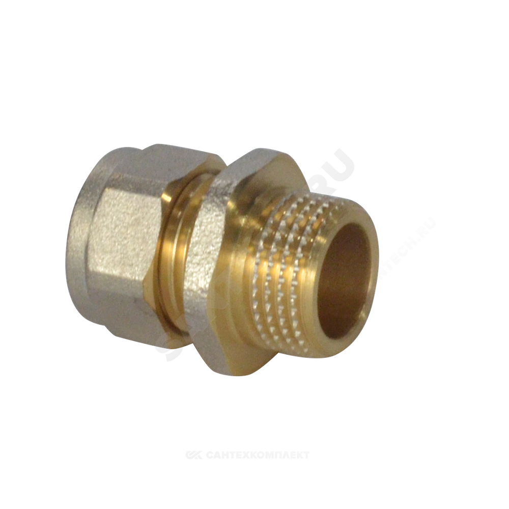 Муфта МП латунь никель обжим Дн 20х1/2" НР ГОСТ 32415-2013 7001 Aquasfera 7001-03