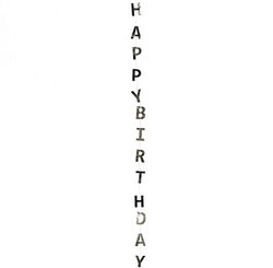 Гирлянда-подвеска Happy Birthday, Серебро, Металлик, 120 см.