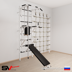 Шведская стенка Sv Sport усиленная 6960 (Турник стандарт/Брусья/Стойка/Скамья/Канат/Трапеция/Канатный лаз)