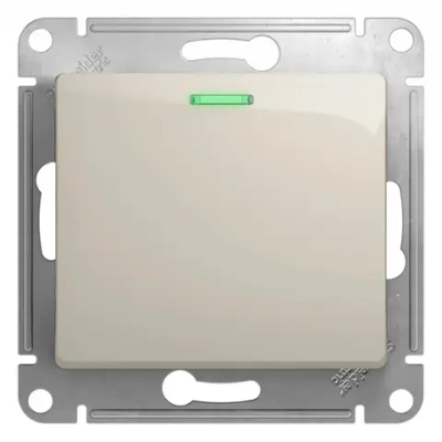 GLOSSA 1-клавишный ВЫКЛЮЧАТЕЛЬ с подсветкой, сх.1а, 10AX, механизм, МОЛОЧНЫЙ