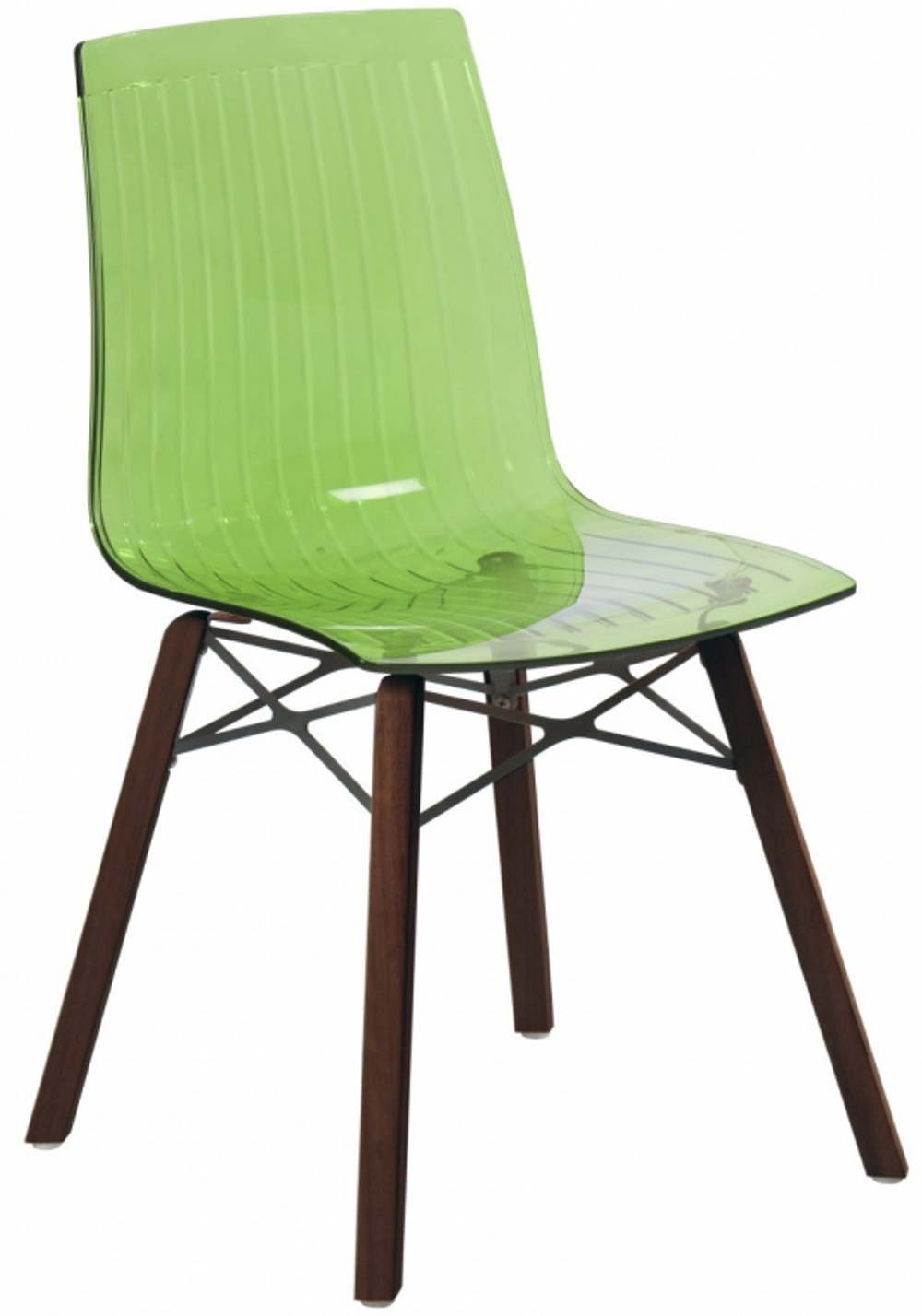Стул прозрачный Papatya X-Treme-S Wox Iroko, натуральный, зеленый