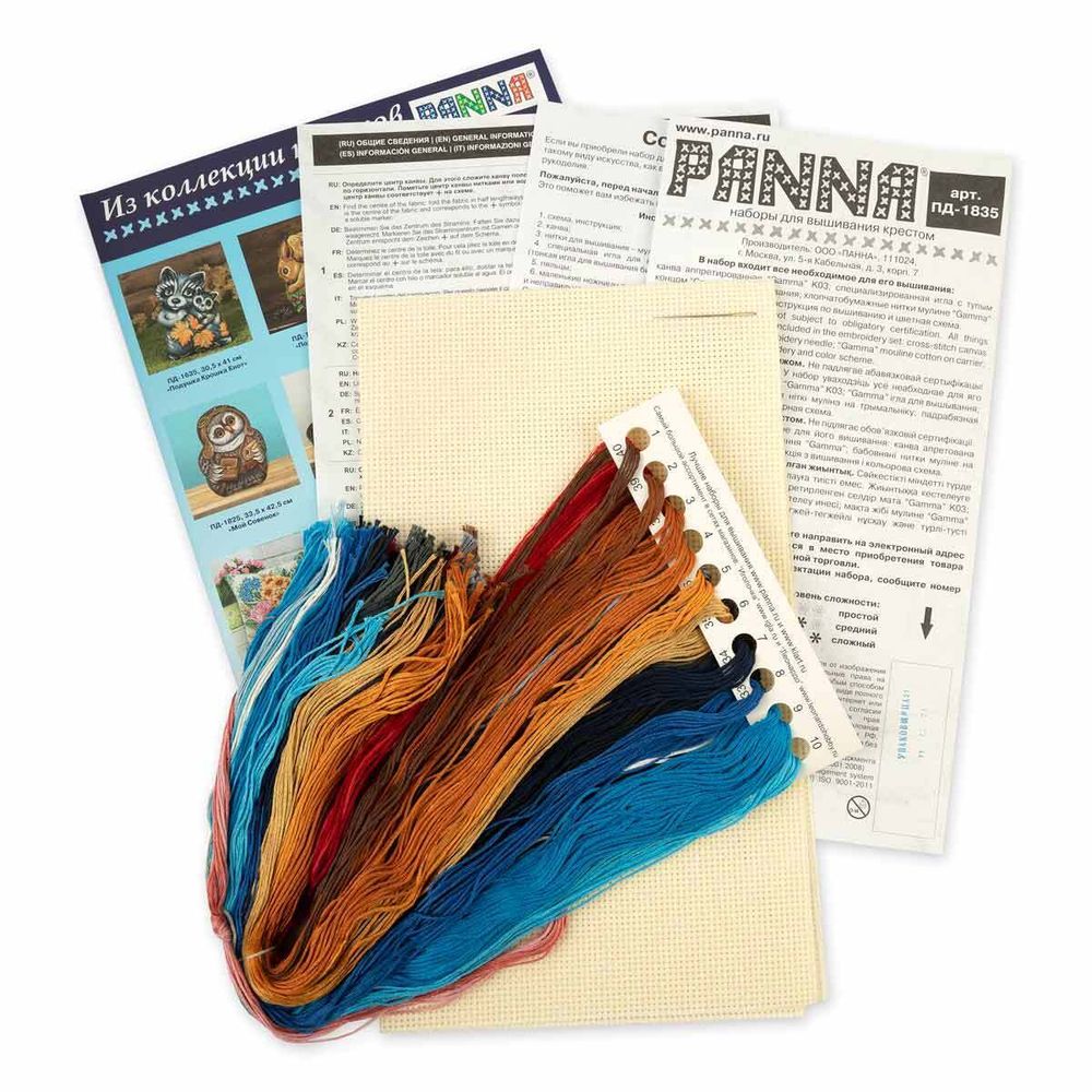 Набор для вышивания нитками Panna, Подушка Такса, 48х24,5 см