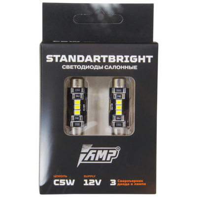 Светодиодная лампа AMP StandartBright 41мм T11 C5W (2шт)