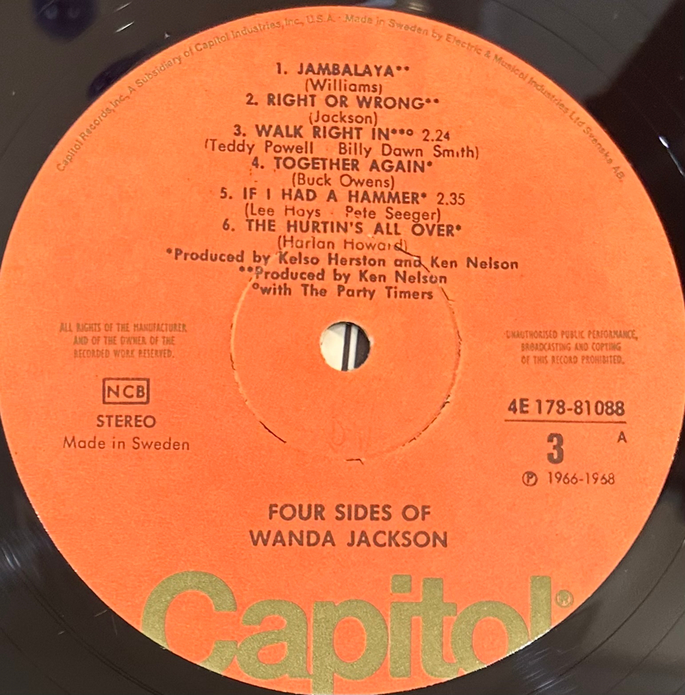 Wanda Jackson - Four Sides (Швеция 1972г.) 2LP