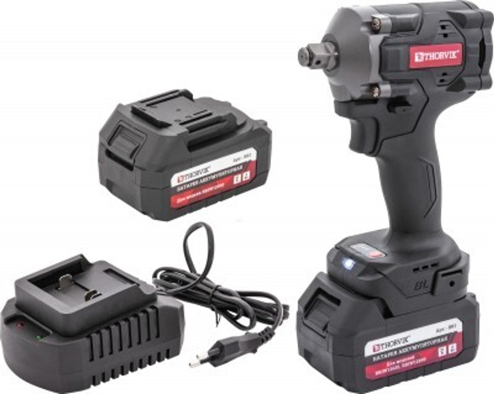 Гайковерт ударный аккумуляторный бесщёточный THORVIK 1/2"DR, 21В, 620 Нм BBIW12620
