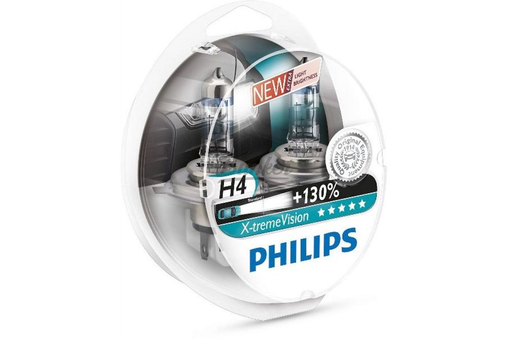 Галогеновые лампы Philips X-treme Vision +130% H4,12V Галогеновые лампы Philips X-treme Vision +130% H4,12V