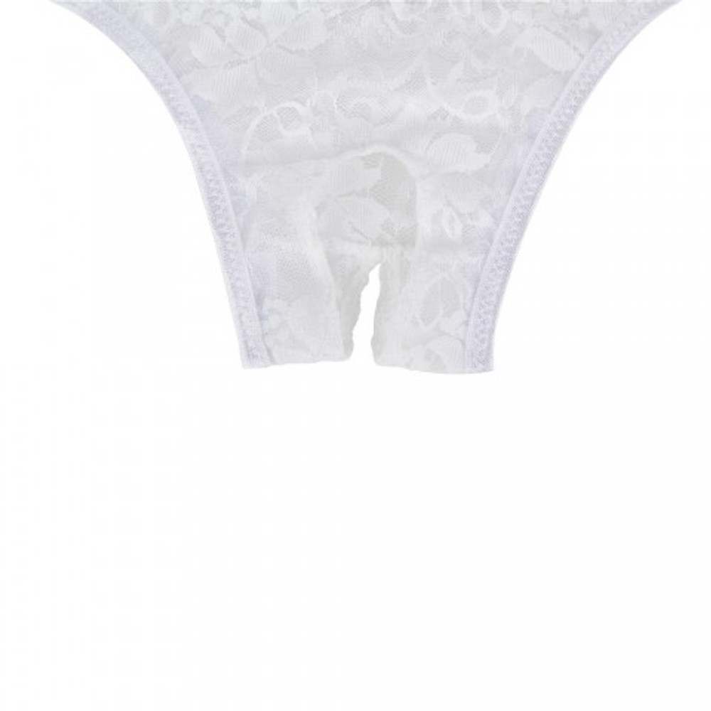 Трусики кружевные с доступом, белые, 3XL-4XL