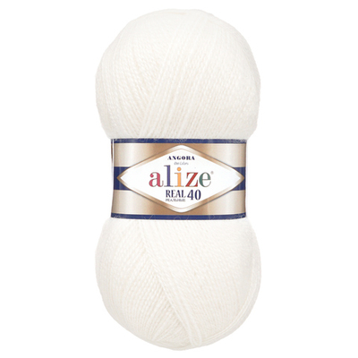 Пряжа Alize (Ализе) Angora Real 40 / уп.5 мот. по 100 г, 430м, 055 белый A
