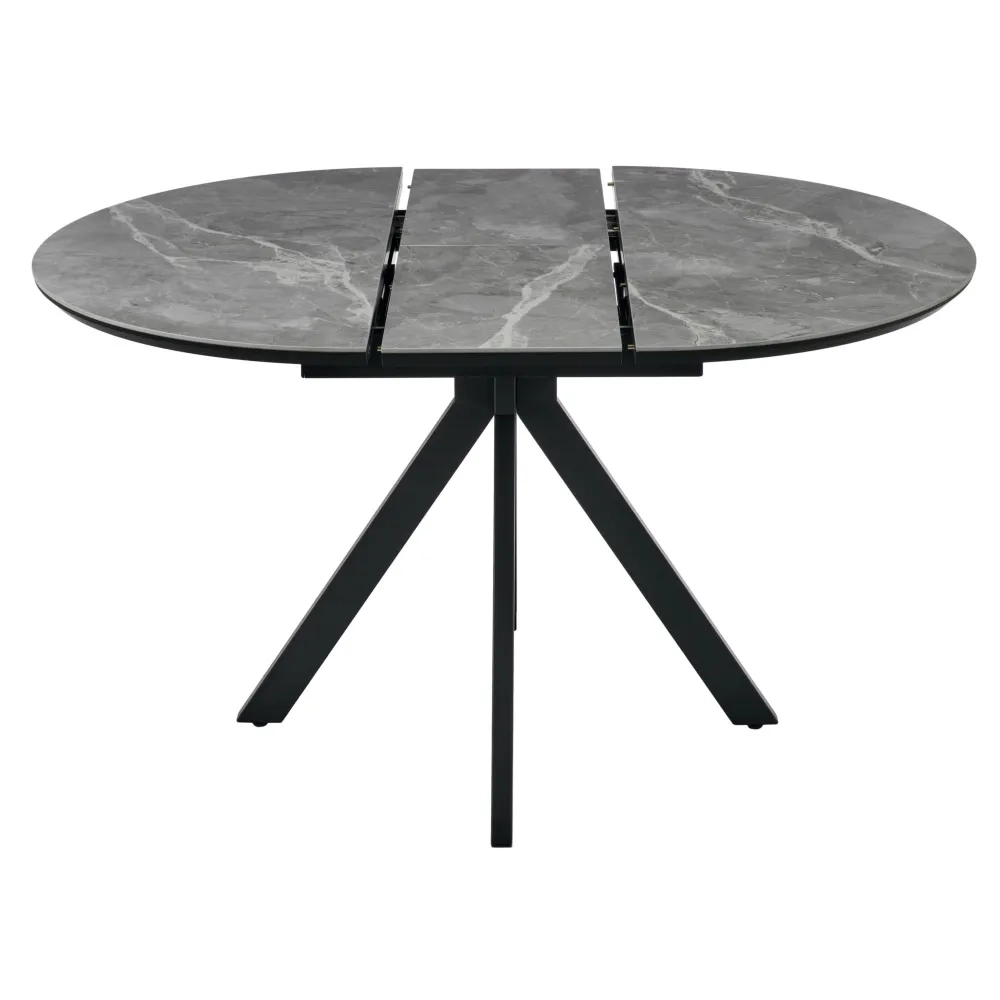 Стол Bradex Home Rudolf круглый раскладной 100-130x100x75см, серый керамогранит, черный