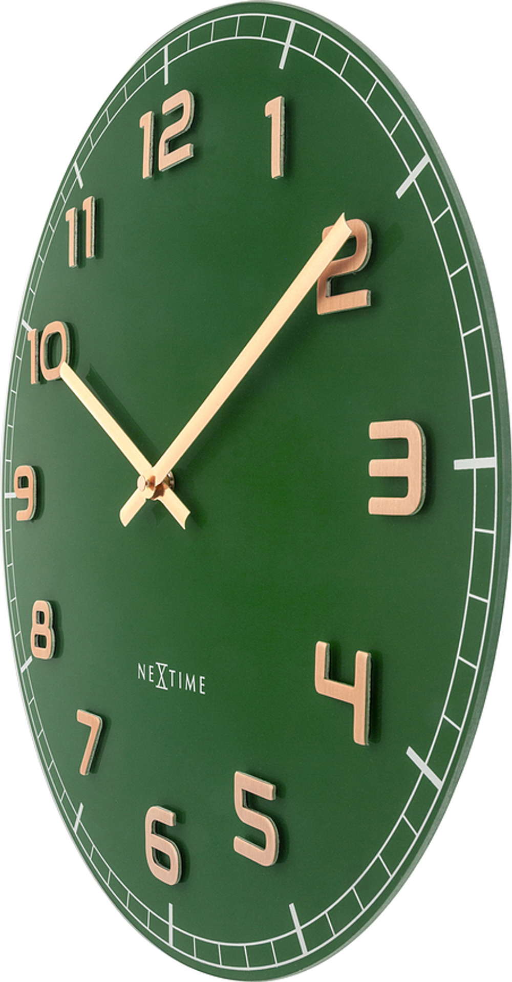 Настенные часы NeXtime Classy Medium, стекло, 40 см, зелёные