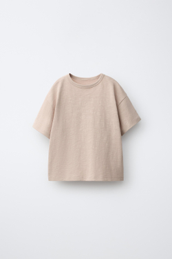 ZARA ОДНОТОННАЯ ФУТБОЛКА, РЫЖЕВАТО-КОРИЧНЕВЫЙ