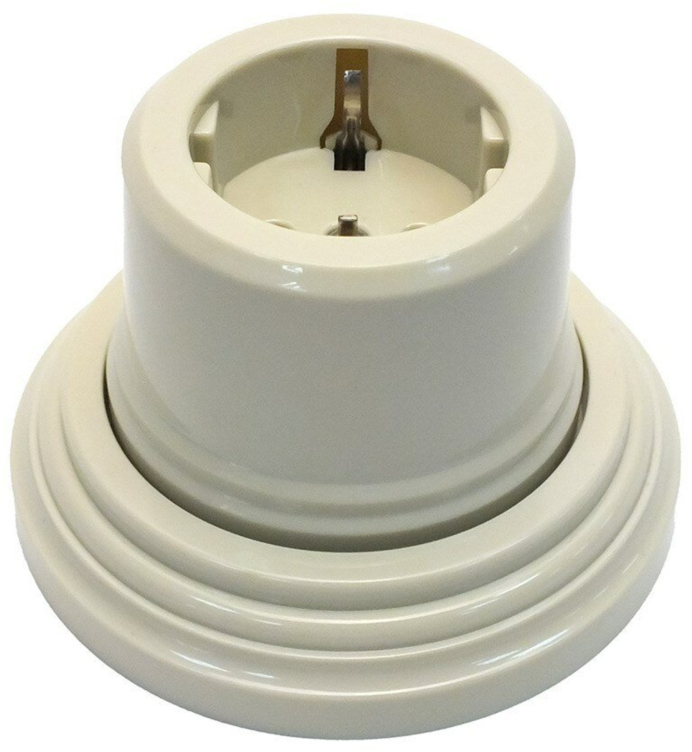 Розетка пластиковая ретро Слоновая Кость EDISEL ВASIC KBS-02