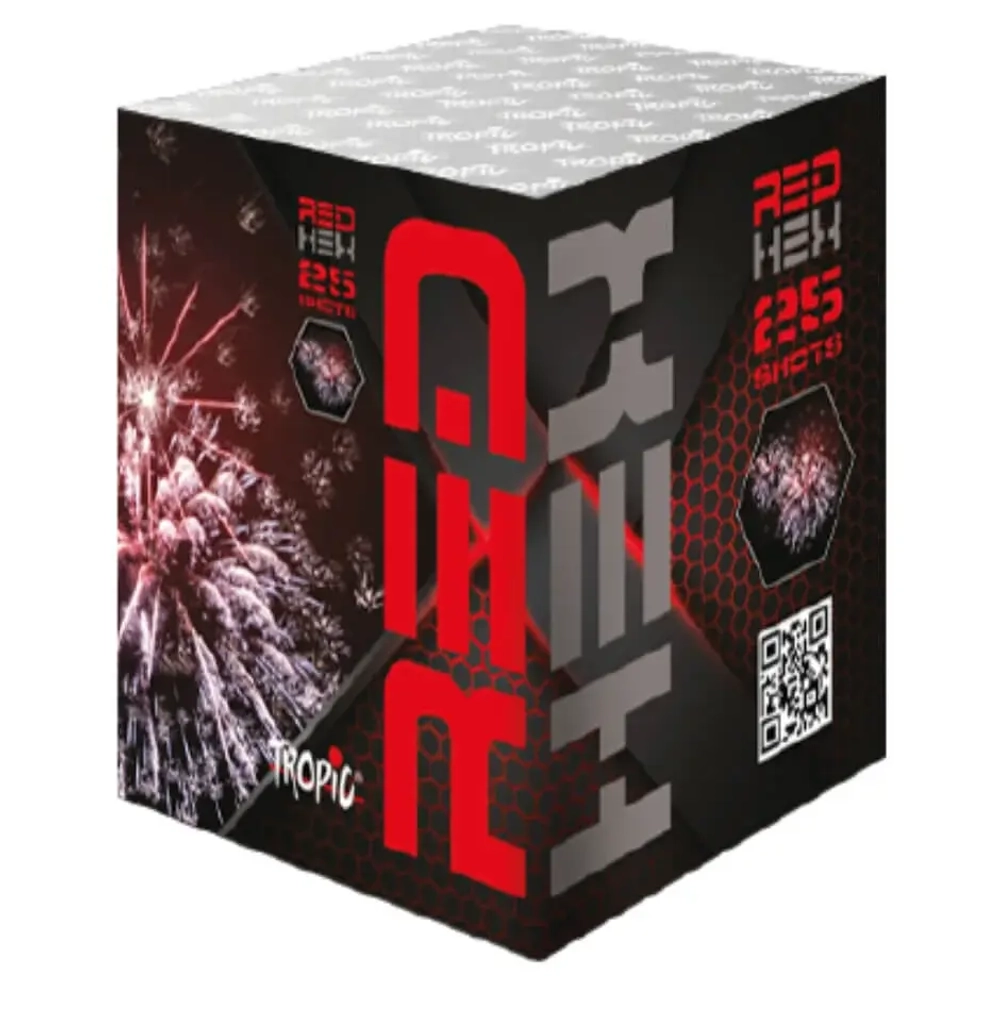 Батарея салютов Red hex (TB30) от Tropic, 25 залпов, 25 мм