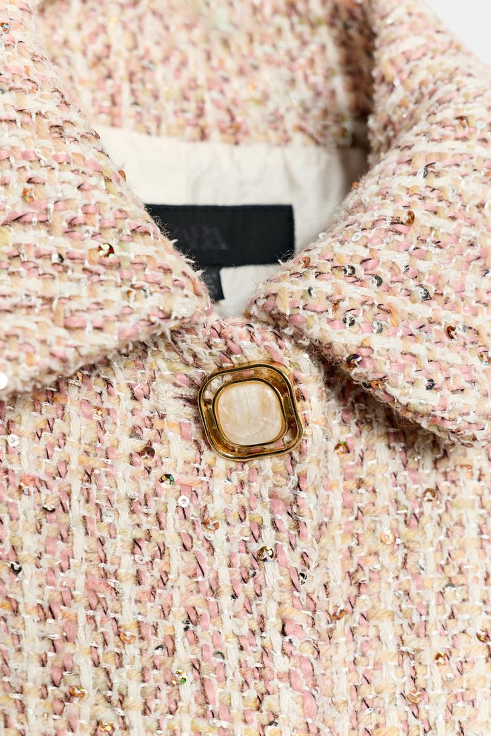 ZARA ФАКТУРНОЕ ПАЛЬТО С ПАЙЕТКАМИ, РОЗОВЫЙ