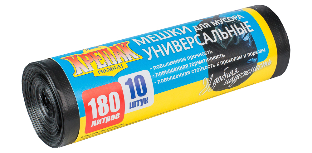Мешки для мусора универсальные в рулоне Крепак 180 литров - 10 штук
