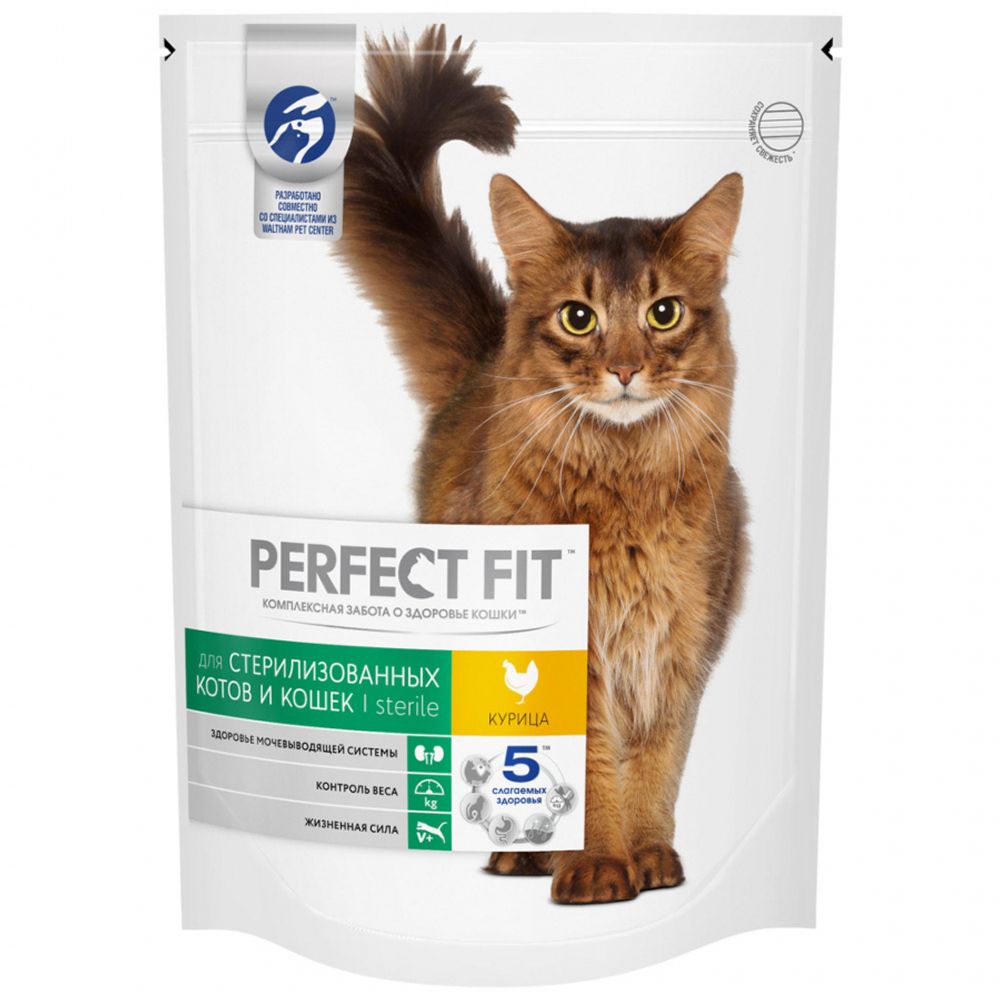 Сухой корм Perfect Fit Sterile  для взрослых стерилизованных кошек, с курицей, 190 г