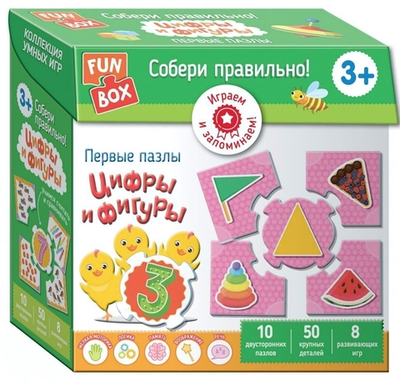 Набор игров.Fun Box.Собери правильно! Цифры и фигуры. 3+(Росмэн)