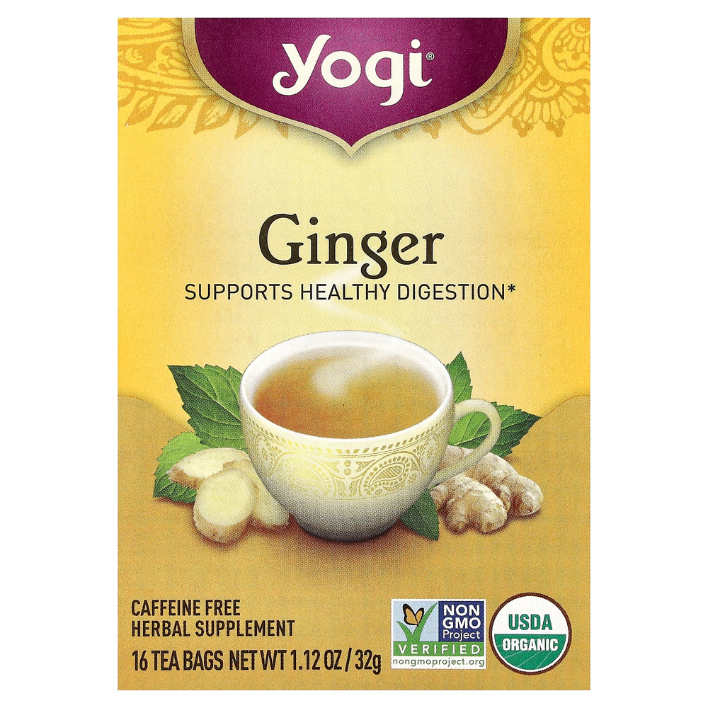 Yogi Tea, имбирь, без кофеина, 16 чайных пакетиков, 32 г (1,12 унции)
