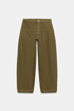 ZARA БРЮКИ BARREL — ZW COLLECTION, ХАКИ