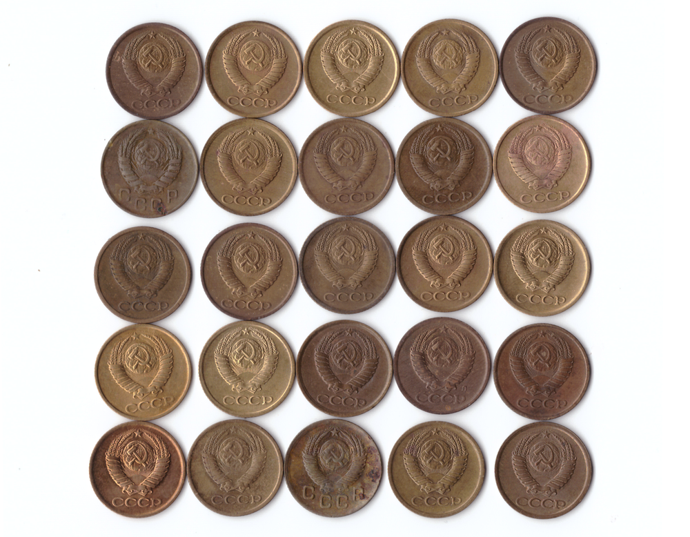 Комплект монет СССР 1 копейка (25шт.) 1946,49,61,63,65,66,67,68,69,71,73,74,76,79,81-91., XF