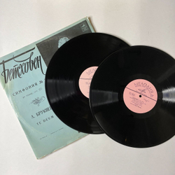 Винтажная виниловая пластинка LP Л. Бетховен, А. Брукнер, Бруно Вальтер, Симфония № 9 Ре Минор, Te Deum (СССР 1973)