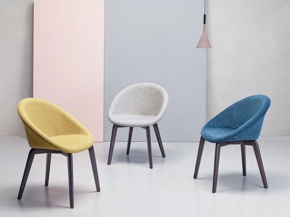 Кресло с обивкой Scab Design Natural Giulia Pop, натуральный бук, желтый