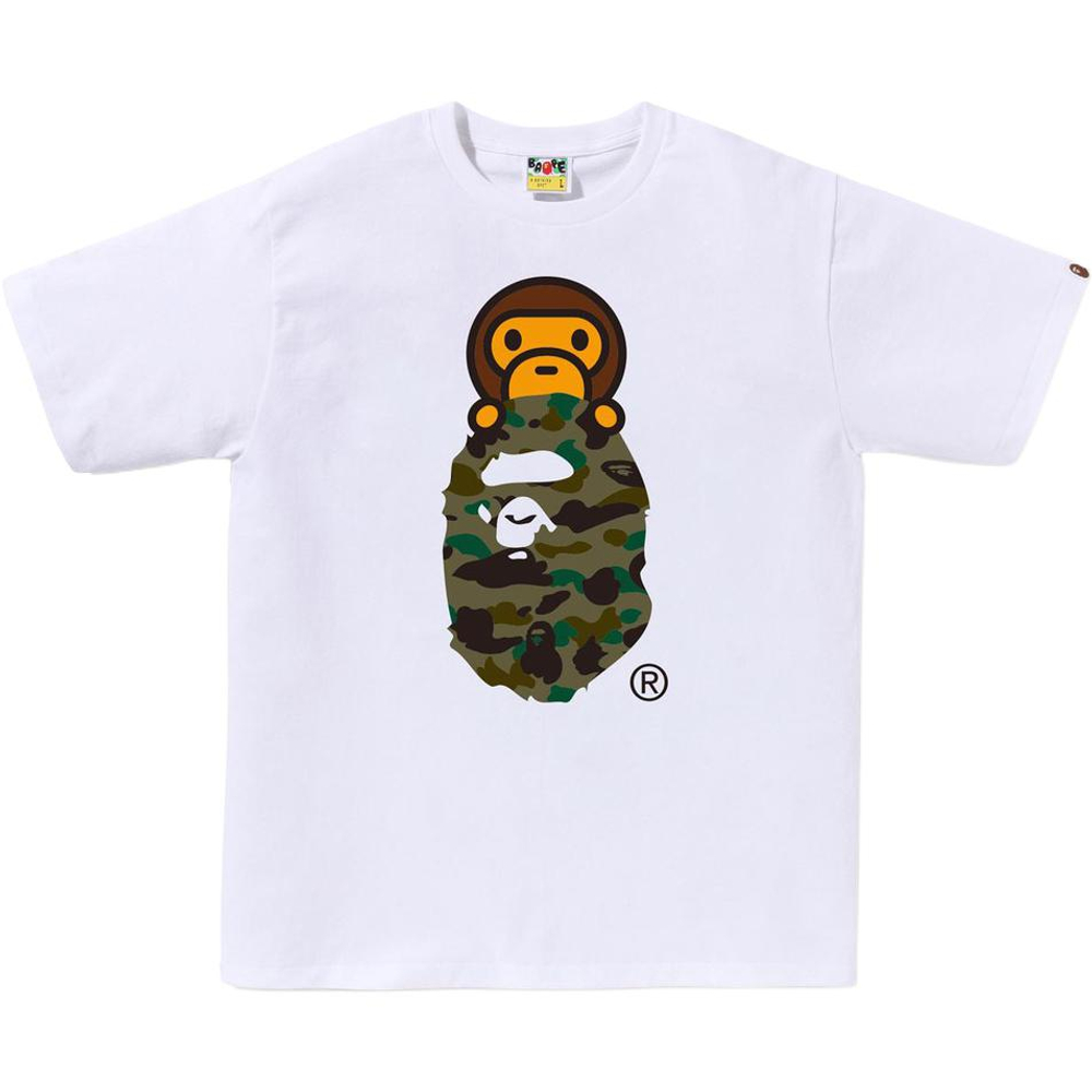 A Bathing Ape 1st Camo Milo On Ape Head Tee белый зеленый