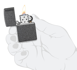 Зажигалка ZIPPO Logo с покрытием Iron Stone, латунь/сталь, серая, матовая, 38x13x57 мм, шт