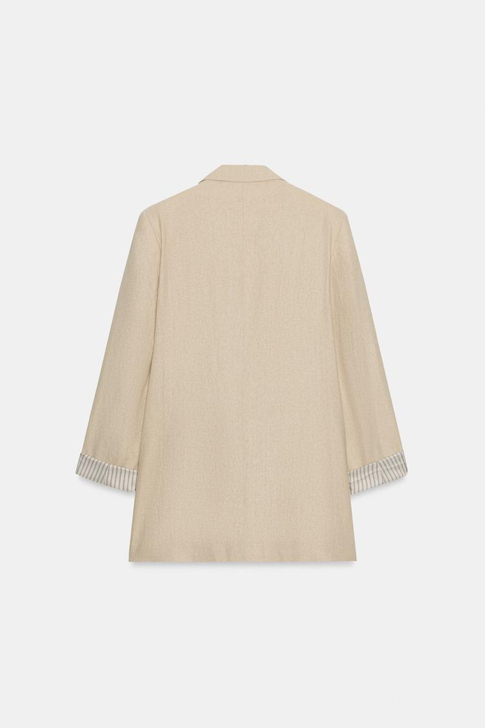 ZARA БЛЕЙЗЕР ИЗ СМЕСОВОГО ЛЬНА С ПОДВЕРНУТЫМИ РУКАВАМИ, СВЕТЛО-БЕЖЕВЫЙ