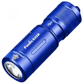 Фонарь FENIX Мод. E02R синий (200лм-49м)(светодиод: Cree XP-G2 S3 белый)(15г)(встроенный аккум.120mAh)