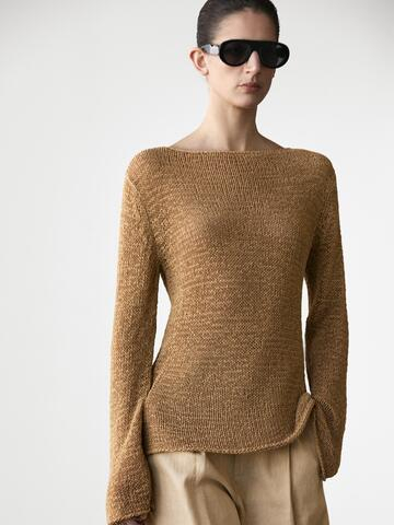 Massimo Dutti Вязаный свитер из смесового хлопка с вырезом «лодочка», жженый